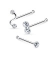 3 Silver Nose Stud Sets NSK-SET-1106